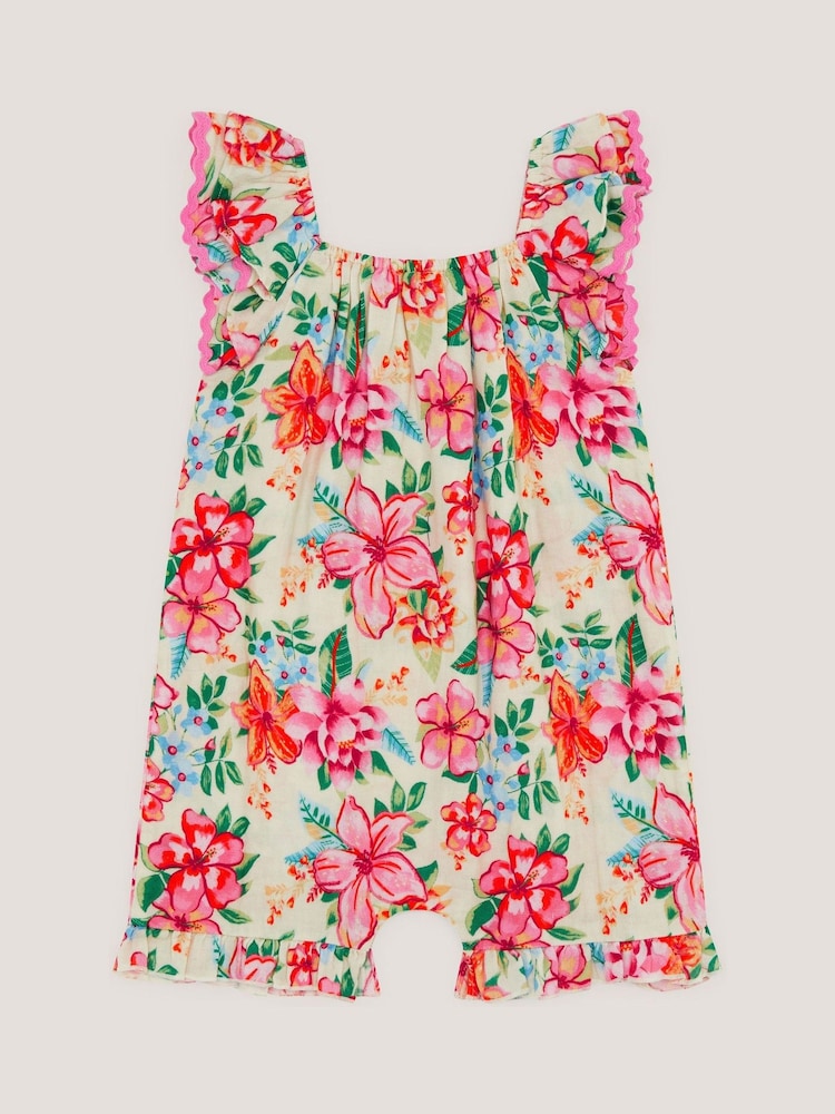 Monsoon Cream Baby Floral Print Playsuit - Image 2 of 3