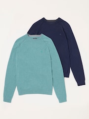 FatFace 2 Pack Rye Crew Neck Knitted Jumper - صورة 6 من 6