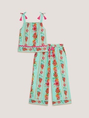 Monsoon Green Vintage Floral Tank Top & Trousers Set - Image 3 of 5