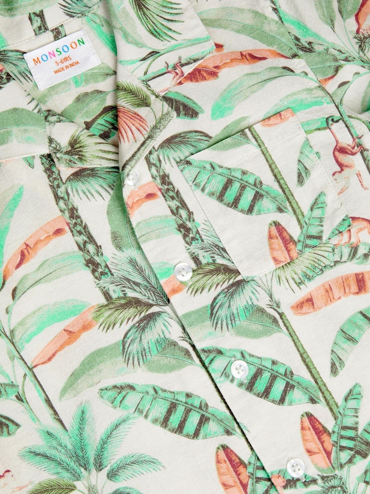 Monsoon Palm Print Cotton Shirt & Shorts Set - Bild 3 von 3