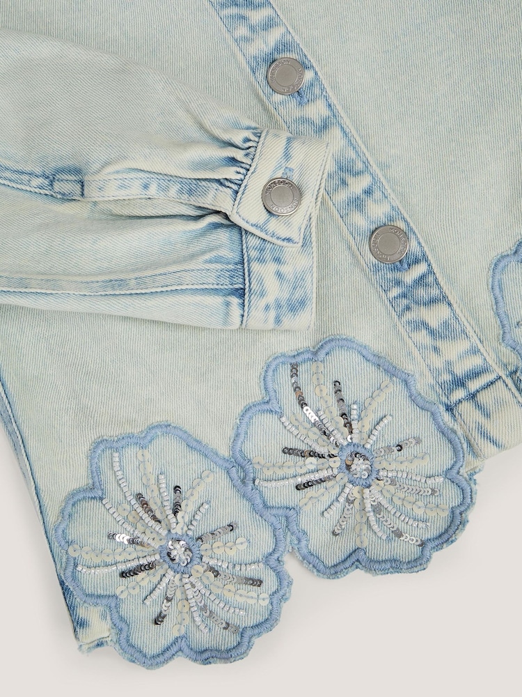 Monsoon Blue Flower Sequin Denim Jacket - Image 5 of 5