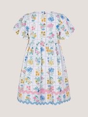 Monsoon Cream Bonnie Puff Sleeve Checkerboard Floral Dress - Image 3 of 4