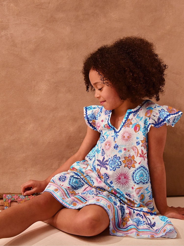 Monsoon Blue Summer Print Cotton Dress - Image 1 of 4