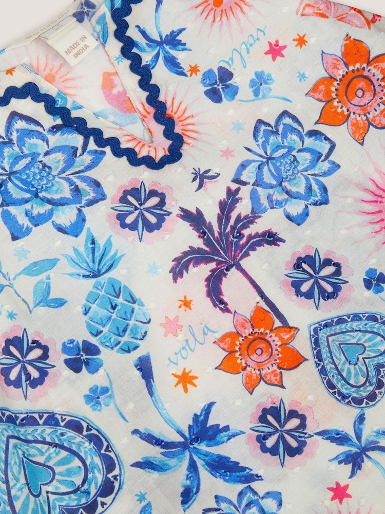 Monsoon Blue Summer Print Cotton Dress - Image 4 of 4