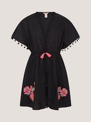 Monsoon Black Floral Embroidered Kaftan - Image 1 of 3