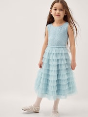 Monsoon Blue Taylor Sequin Lace Tiered Party Dress - Image 1 of 4