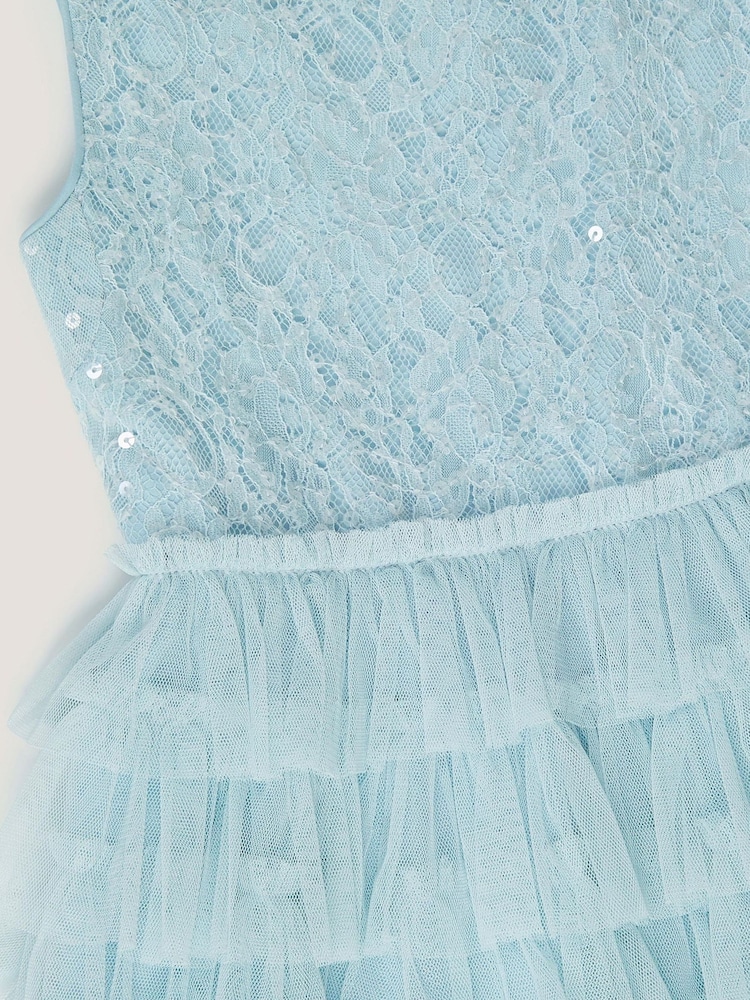 Monsoon Blue Taylor Sequin Lace Tiered Party Dress - Image 4 of 4