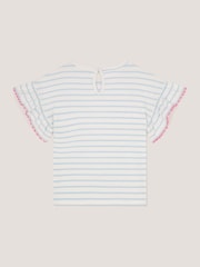 Monsoon Cream Sequin Bow Stripe T-Shirt - Image 2 of 3