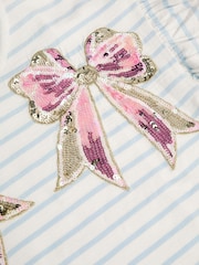 Monsoon Cream Sequin Bow Stripe T-Shirt - Image 3 of 3