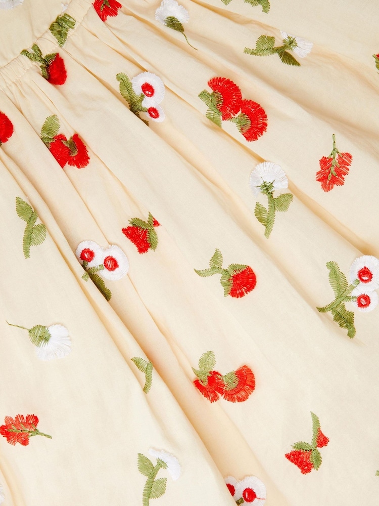 Monsoon Cream Puff Sleeve Floral Embroidered Dress - Image 3 of 3