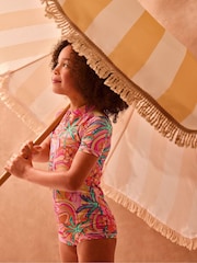 Monsoon Orange Tropical Swirl UPF50+ Short Swimsuit - Image 1 of 5