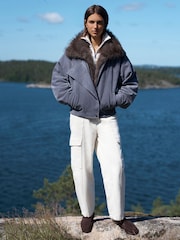 Ecru Barrel Leg Cargo Trousers - Image 1 of 7