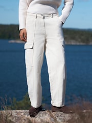 Ecru Barrel Leg Cargo Trousers - Image 2 of 7