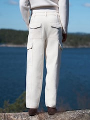 Ecru Barrel Leg Cargo Trousers - Image 3 of 7