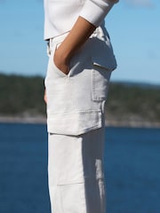 Ecru Barrel Leg Cargo Trousers - Image 4 of 7