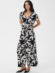 Kaffe Black KaMira V-Neck Floral Jumpsuit - Image 1 of 4
