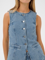 Kaffe Blue KaVallis Denim Waistcoat - Image 4 of 6