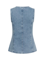 Kaffe Blue KaVallis Denim Waistcoat - Image 6 of 6
