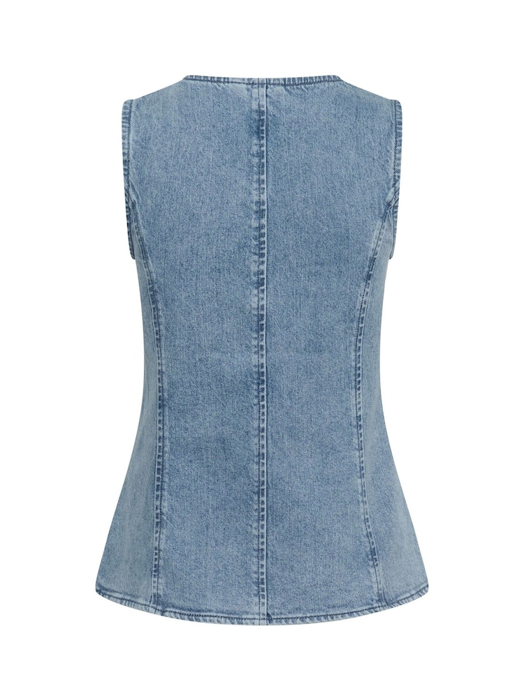 Kaffe Blue KaVallis Denim Waistcoat - Image 6 of 6