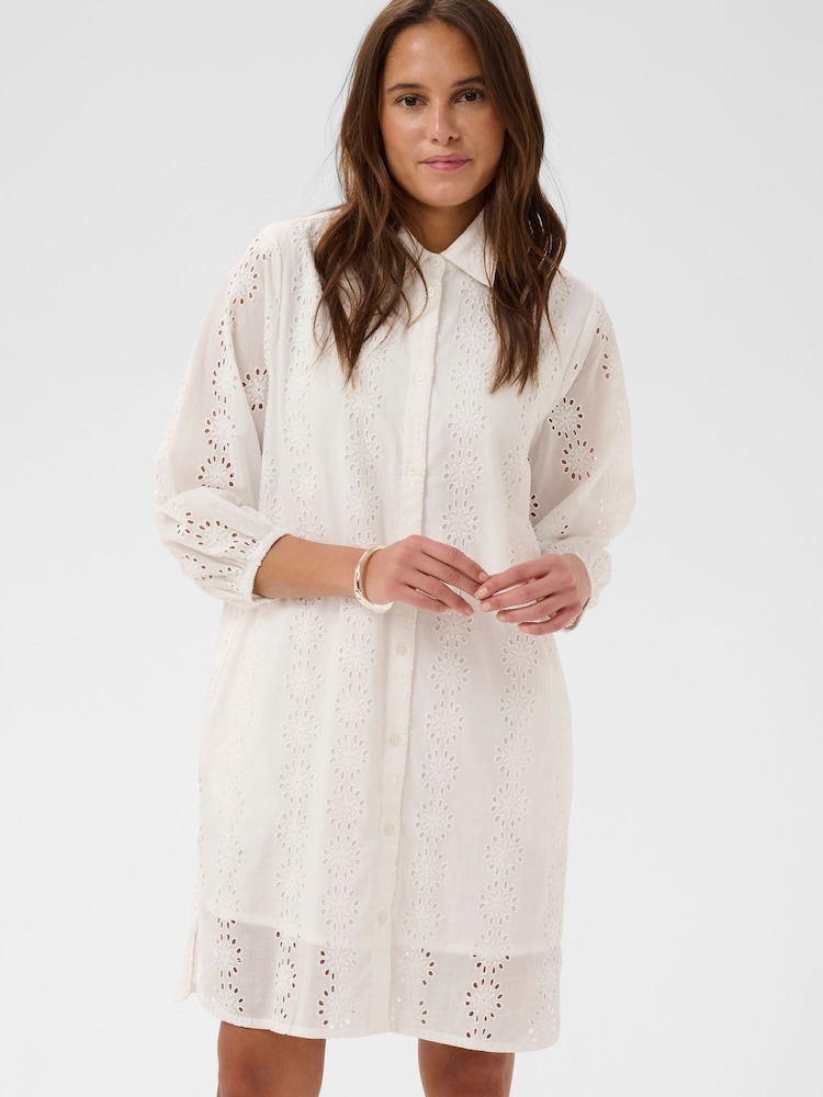 Kaffe White KAdona Cotton Shirt Dress - Image 1 of 6