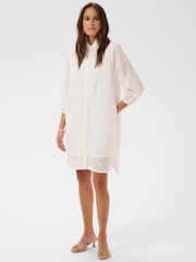 Kaffe White KAdona Cotton Shirt Dress - Image 3 of 6