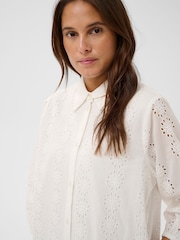 Kaffe White KAdona Cotton Shirt Dress - Image 4 of 6
