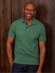 Savile Row Company Green Classic Fit Cotton Pique Short Sleeve Polo Shirt - Image 1 of 4