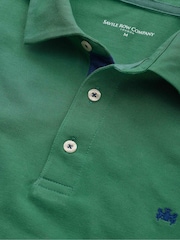Savile Row Company Green Classic Fit Cotton Pique Short Sleeve Polo Shirt - Image 4 of 4