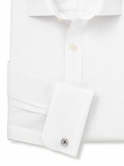 The Savile Row Company Slim Fit Non-Iron Cotton Poplin Double Cuff Formal White Shirt - Image 2 of 3