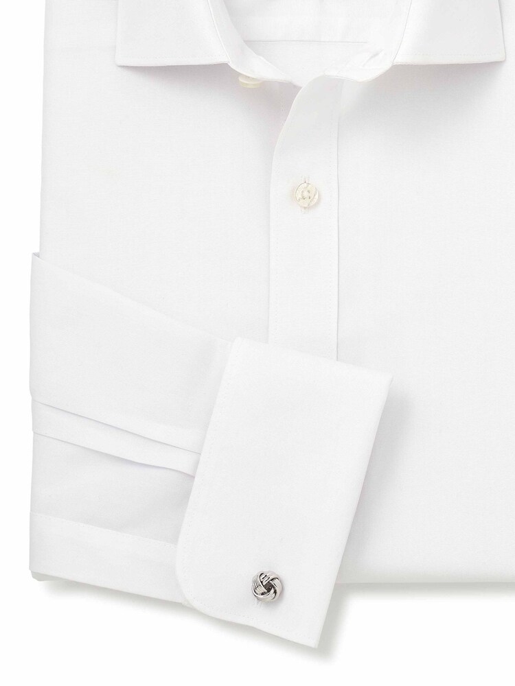 The Savile Row Company Slim Fit Non-Iron Cotton Poplin Double Cuff Formal White Shirt - Image 2 of 3