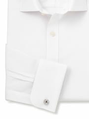 Savile Row Company White Slim Fit Non-Iron Cotton Poplin Double Cuff Formal Shirt - Image 4 of 5