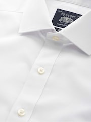 Savile Row Company White Slim Fit Non-Iron Cotton Poplin Double Cuff Formal Shirt - Image 5 of 5