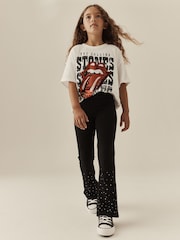 Black/Silver Stud Flare Leggings (3-16yrs) - Image 2 of 4