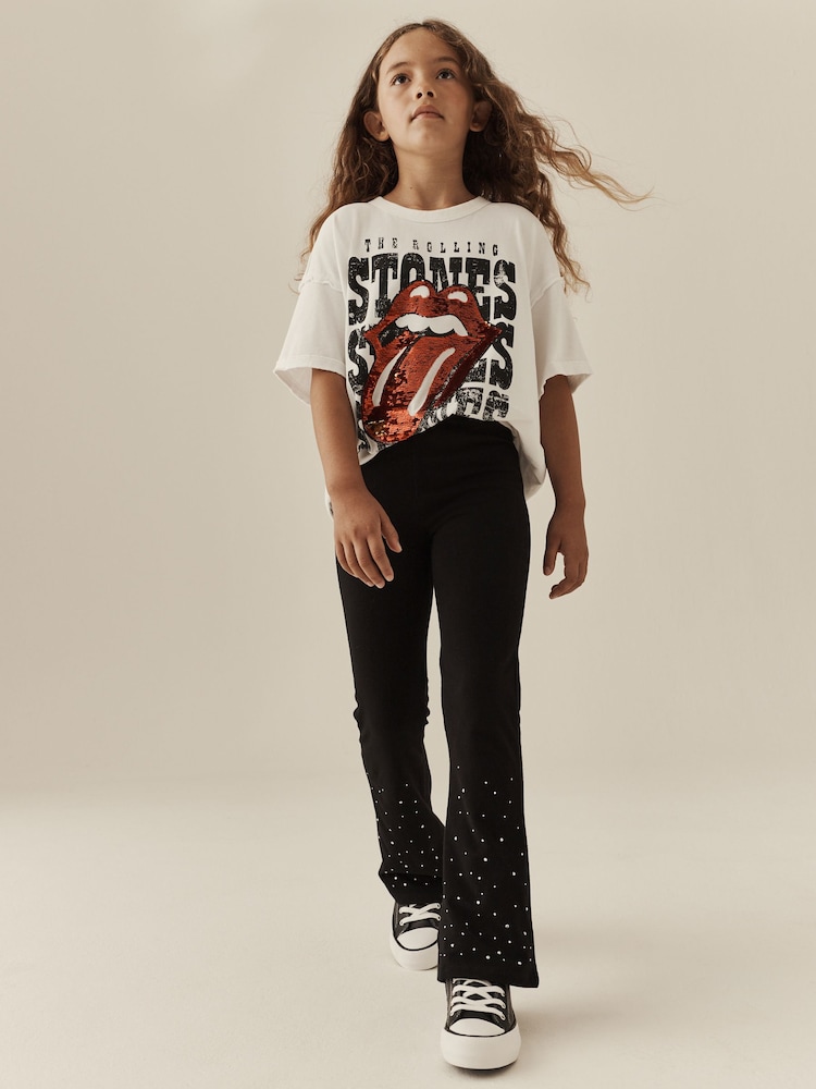 Black/Silver Stud Flare Leggings (3-16yrs) - Image 2 of 4 Black/Silver Stud Flare Leggings (3-16yrs) - Image 2 of 4