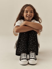Black/Silver Stud Flare Leggings (3-16yrs) - Image 4 of 4