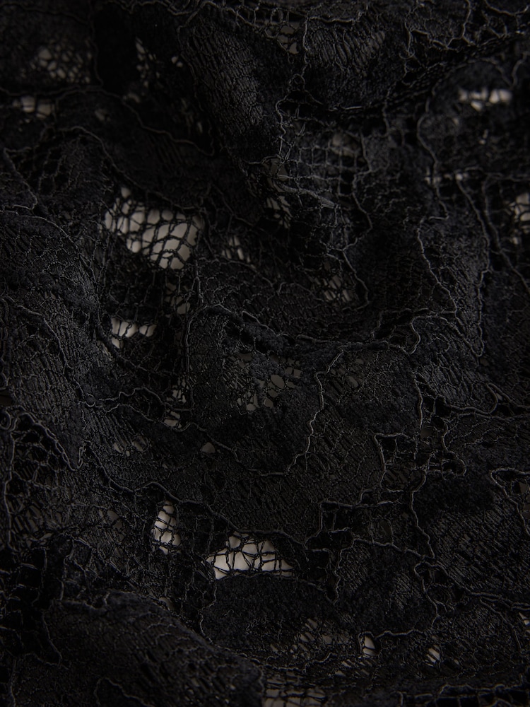 Black Floral Lace Flared Trousers - Image 9 of 9 Black Floral Lace Flared Trousers - Image 9 of 9