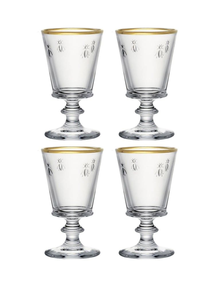 La Rochère Set of 4 Clear Bee Stemmed Wine Glasses Rimmed 24cl - Image 2 of 5 La Rochère Set of 4 Clear Bee Stemmed Wine Glasses Rimmed 24cl - Image 2 of 5
