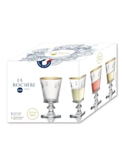 La Rochère Set of 4 Clear Bee Stemmed Wine Glasses Rimmed 24cl - Image 4 of 5