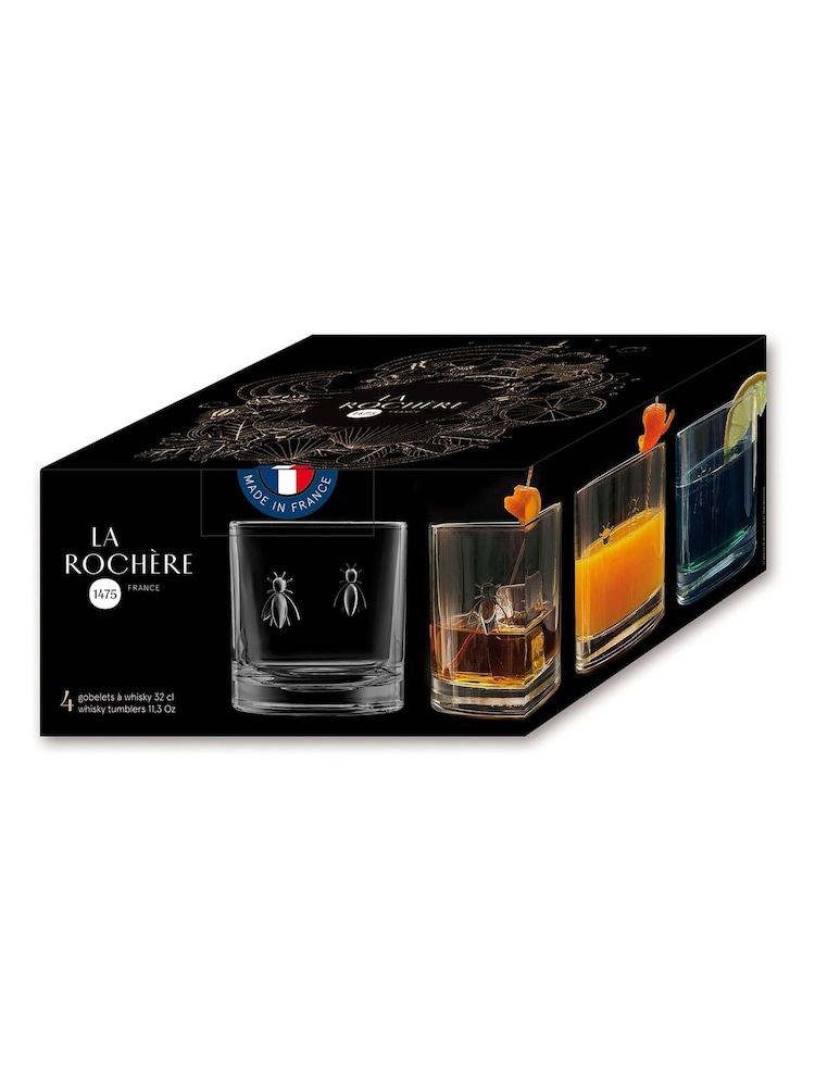 La Rochère Set of 4 Clear Bee Whisky Tumblers 32CL - Image 2 of 5 La Rochère Set of 4 Clear Bee Whisky Tumblers 32CL - Image 2 of 5
