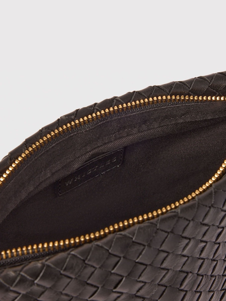 Whistles Black Avah Woven Suede Zip Clutch - Image 2 of 5