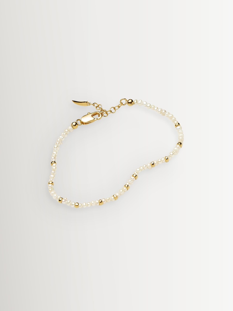 Missoma Gold Tone Micro Pearl Beaded Bracelet - Image 2 of 2 Missoma Gold Tone Micro Pearl Beaded Bracelet - Image 2 of 2