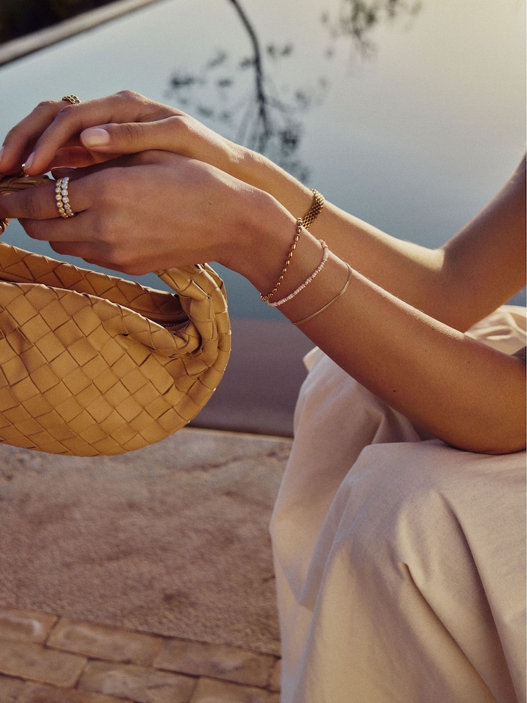Missoma Gold Tone Micro Pearl Beaded Bracelet - Image 5 of 5