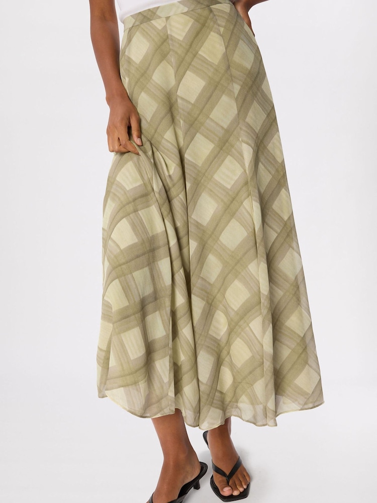 Whistles Green Check Midi Skirt - Image 1 of 4