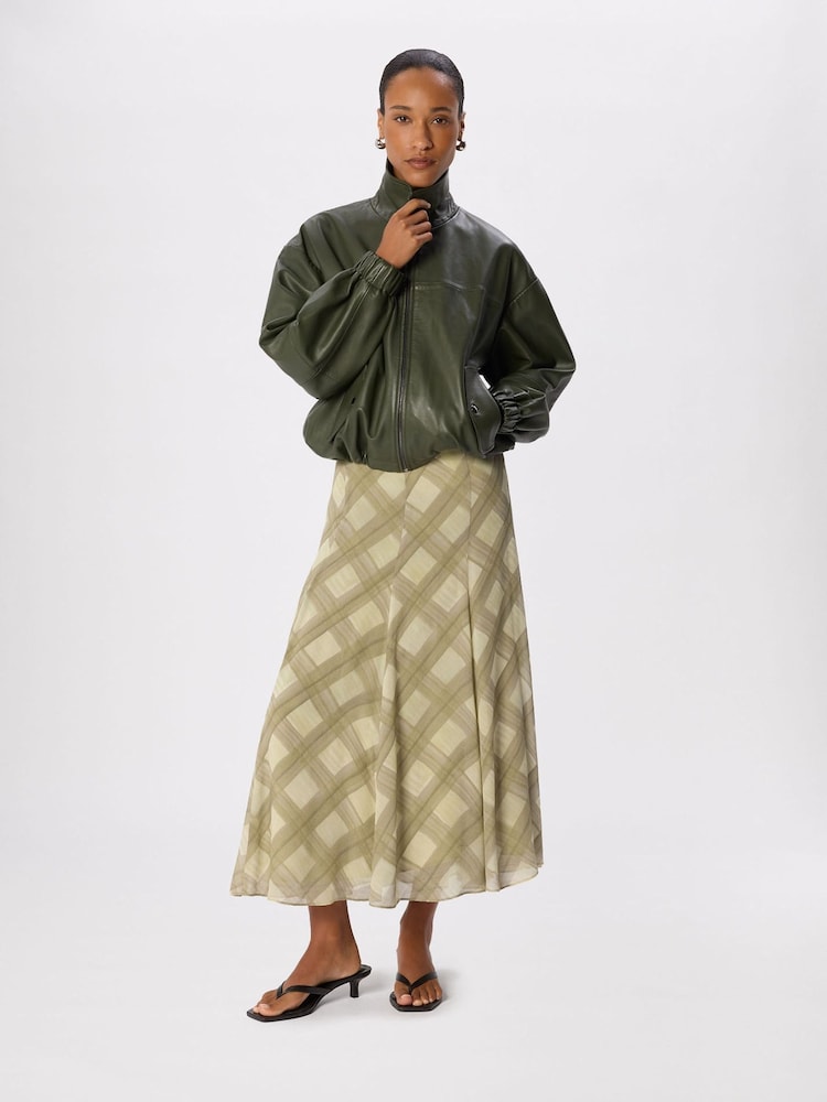 Whistles Green Check Midi Skirt - Image 4 of 4