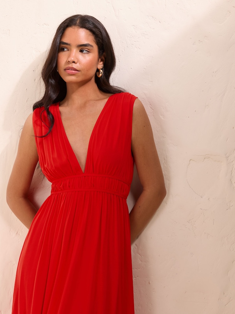 Friends Like These Red V-Neck Plunge Sleeveless Maxi Dress - Image 2 of 4