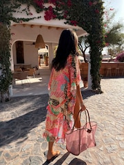 Never Fully Dressed Pink/Orange Mosaic Sheer Kaftan Cover-Up - Image 3 of 4
