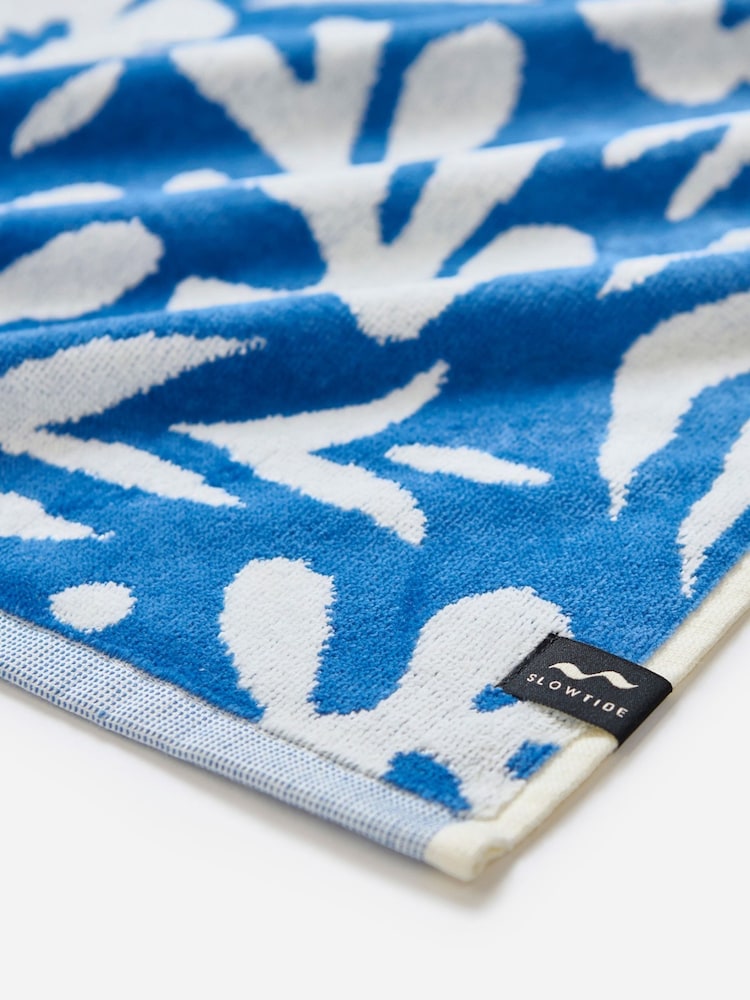 SlowTide Dusty Blue Sunny Cotton Artistic Beach Towel - Image 3 of 3