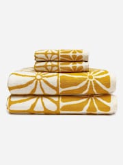 SlowTide Mustard Ciao Zen Cotton Printed Patterned Bath Towel - Image 2 of 5