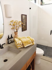 SlowTide Mustard Ciao Zen Cotton Printed Patterned Bath Towel - Image 3 of 5