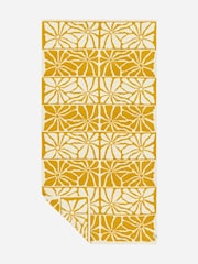 SlowTide Mustard Ciao Zen Cotton Printed Patterned Bath Towel - Image 5 of 5